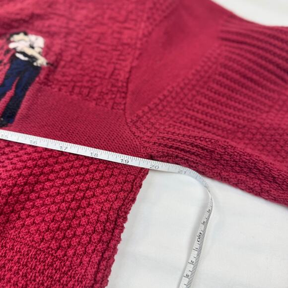 Vintage Carmel Golf Sweater Burgundy Red Men’s Medium Cotton Knit Embroidered - Picture 10 of 12